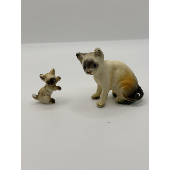 Vintage Siamese Cats Figurines Porcelain and Plaster Damaged - Picture 6 of 6